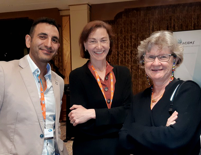 Masoud Kamgarpour, Kate Smith-Miles (outgoing President AustMS), Diane Donovan (VP, Learning and Teaching)