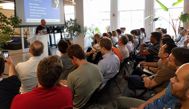 Rob Hyndman speaks at the R Meet Up in New York